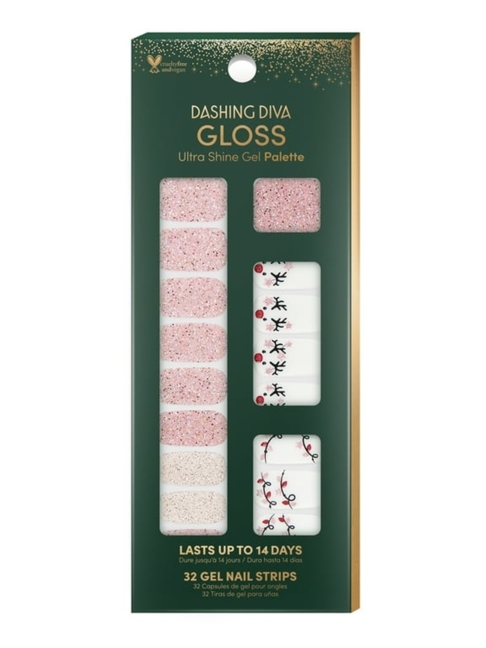 Dashing Diva Gloss Ultra Shine Gel Nail Strips - Pink & White Sparkle